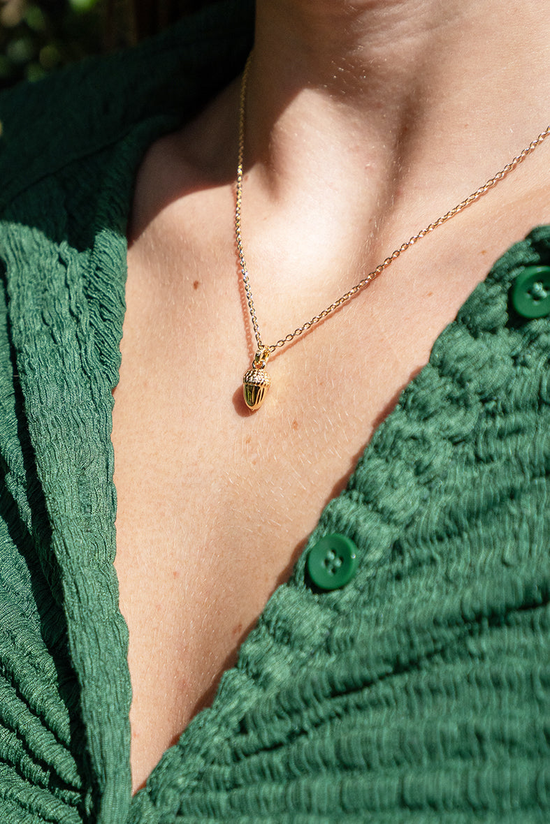 Gold Little Acorn Necklace image 1