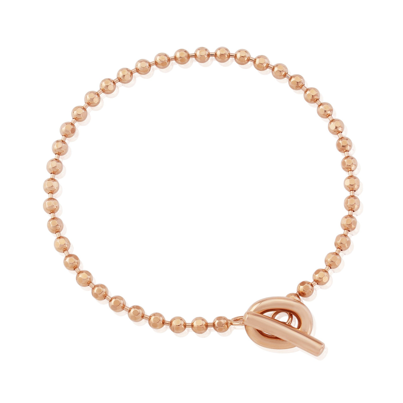 Rose Gold T-Bar Beaded Bracelet