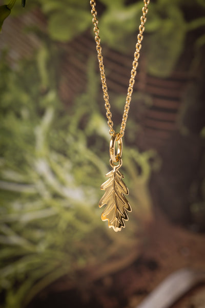 Gold Acorn Leaf Pendant image 1