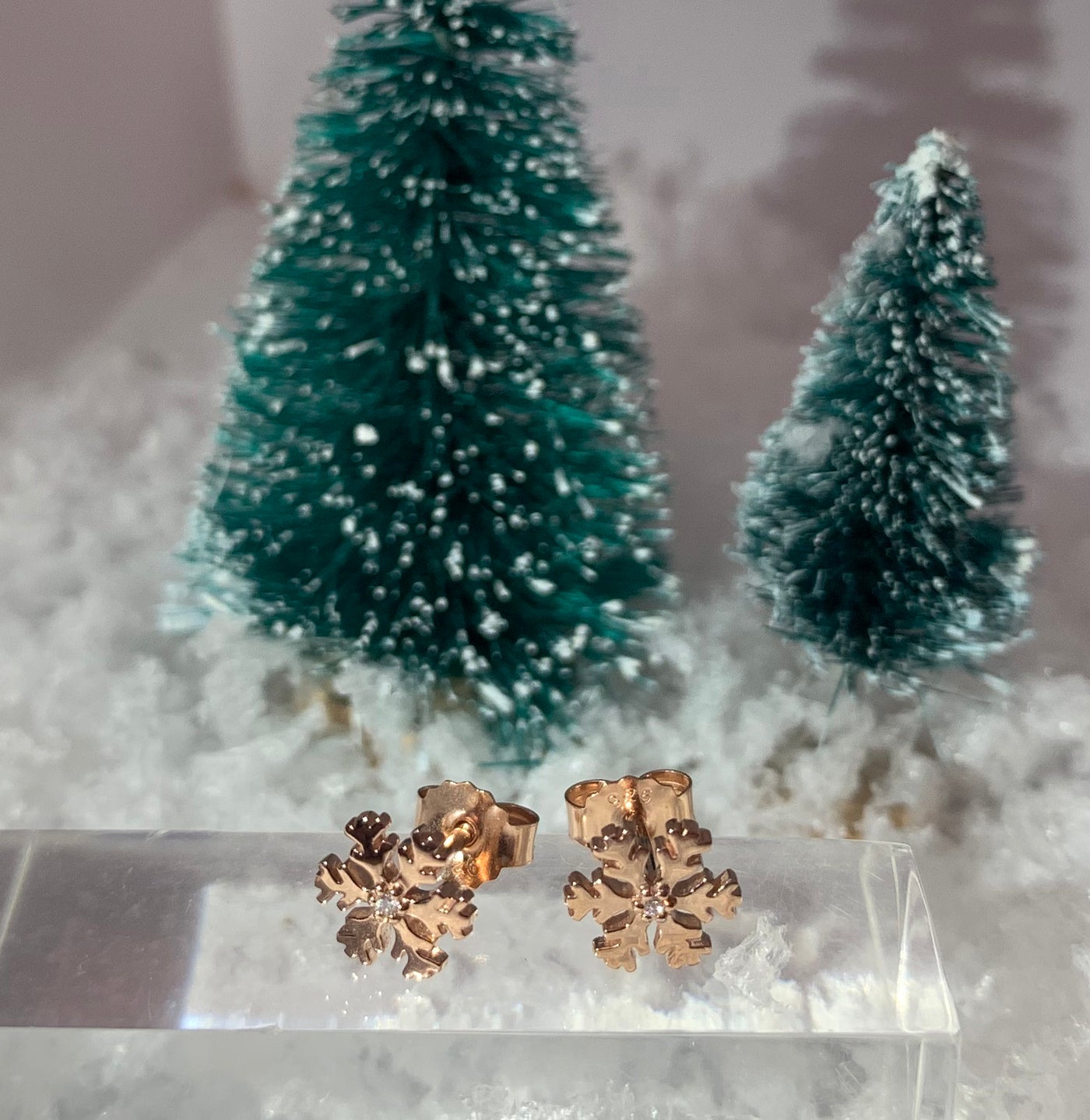Rose Gold Snowflake Studs image 2