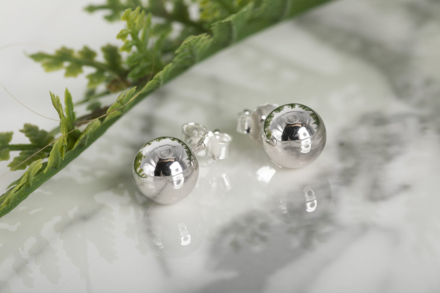 Silver Ball Studs 8mm image 2