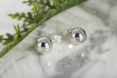 Silver Ball Studs 8mm image 2