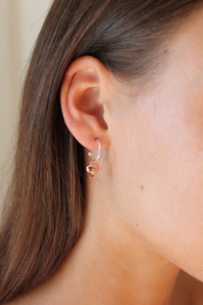 Rose Gold Heart Hoop Earrings