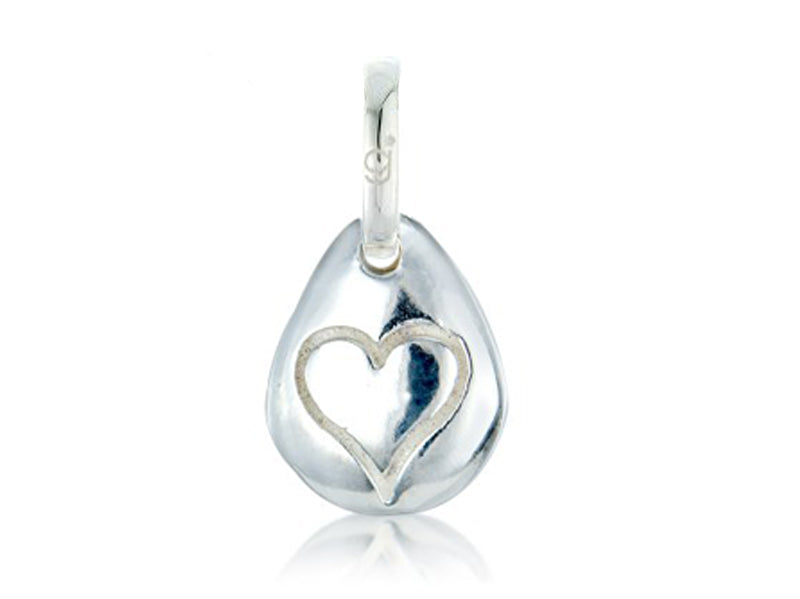 Silver Heart Pebble Charm image 0