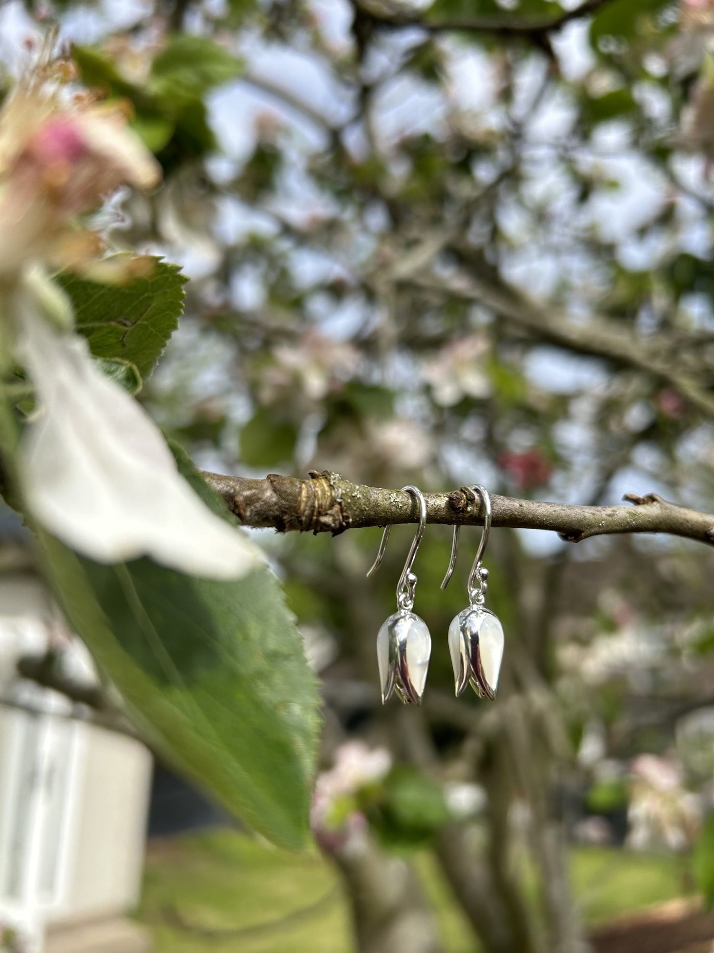 Pearled Tulip Flower Earrings image 2