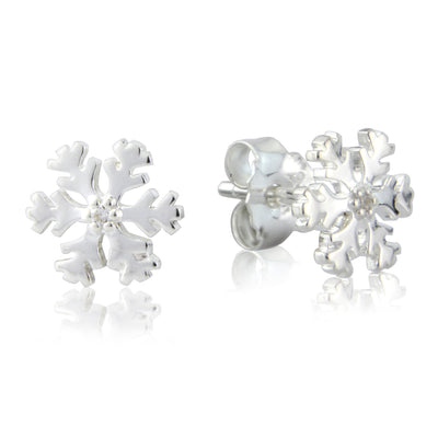 Silver Snowflake Stud Earrings image 0