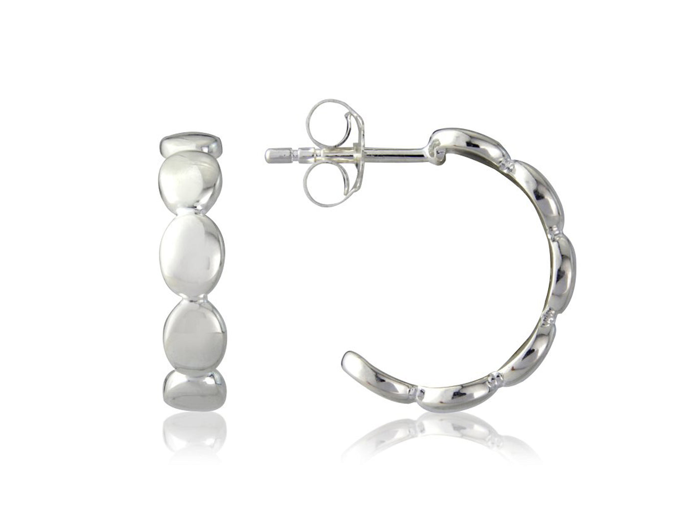 Silver Pebbled Hoop Earrings image 0