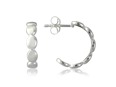 Silver Pebbled Hoop Earrings image 0