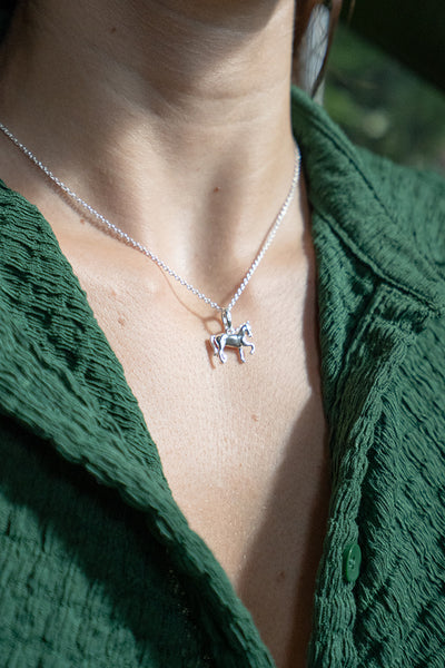 Silver Dressage Horse Pendant