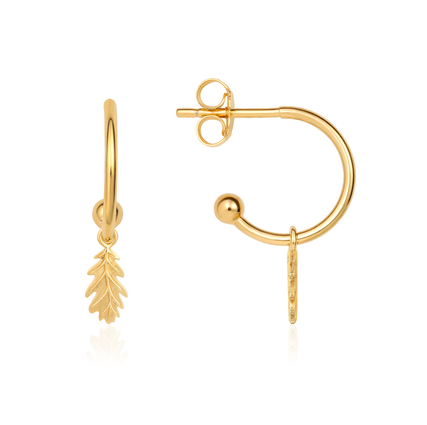 Acorn Leaf Hoop Earrings