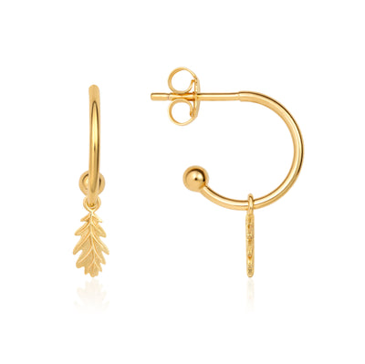 Acorn Leaf Hoop Earrings