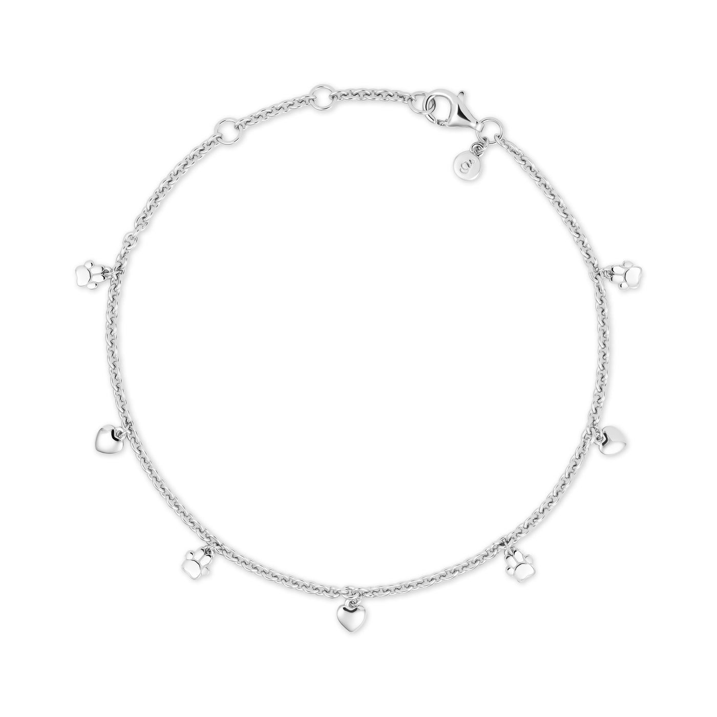 Silver Paws On Your Heart Bracelet