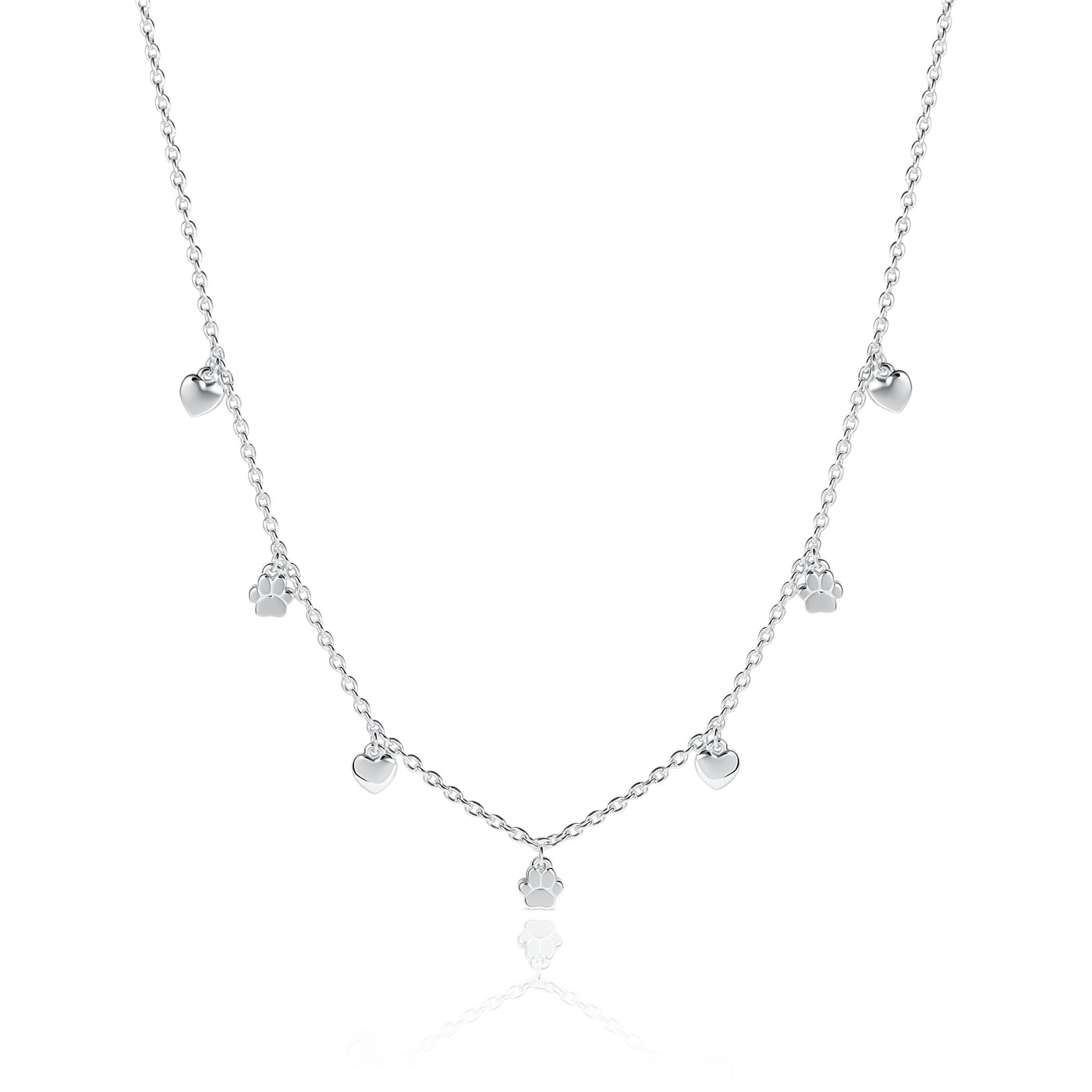 Silver Paws On Your Heart Necklace