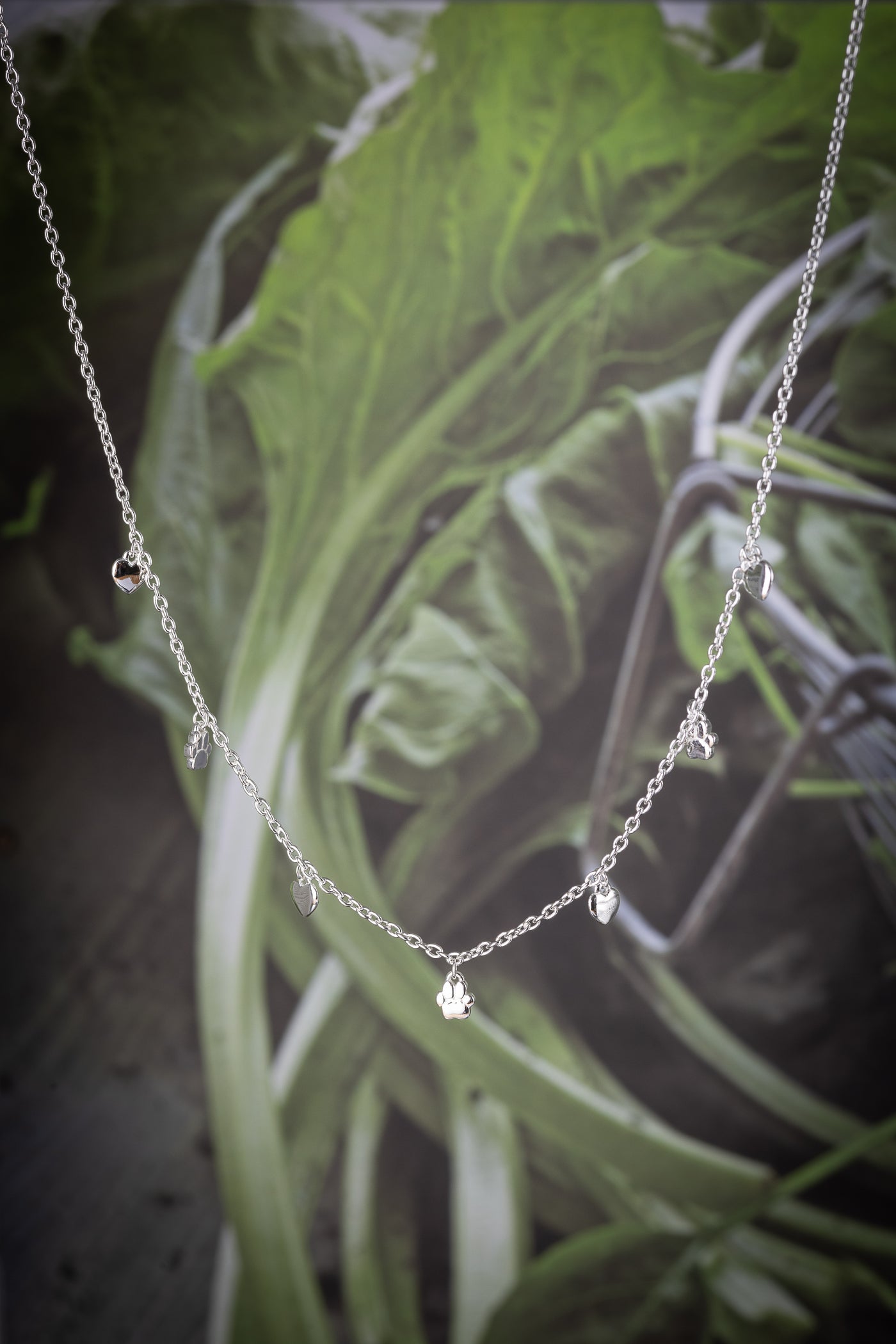 Silver Paws On Your Heart Necklace