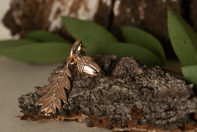 Rose Gold Acorn And Leaf Charm