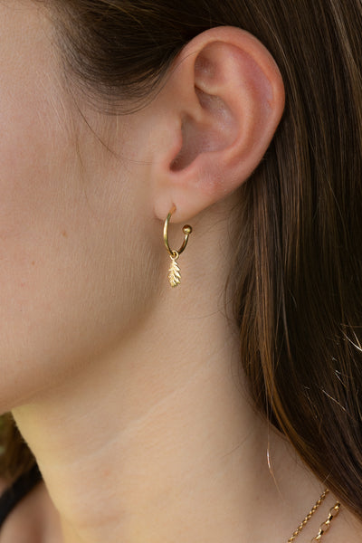 Acorn Leaf Hoop Earrings