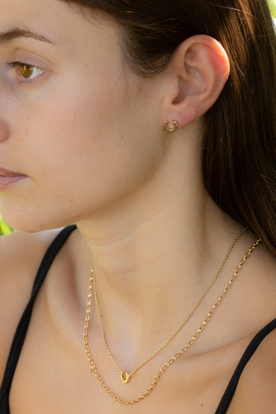 Gold Mini Horseshoe Necklace