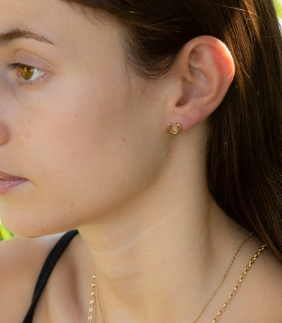 Gold Horseshoe Stud Earrings