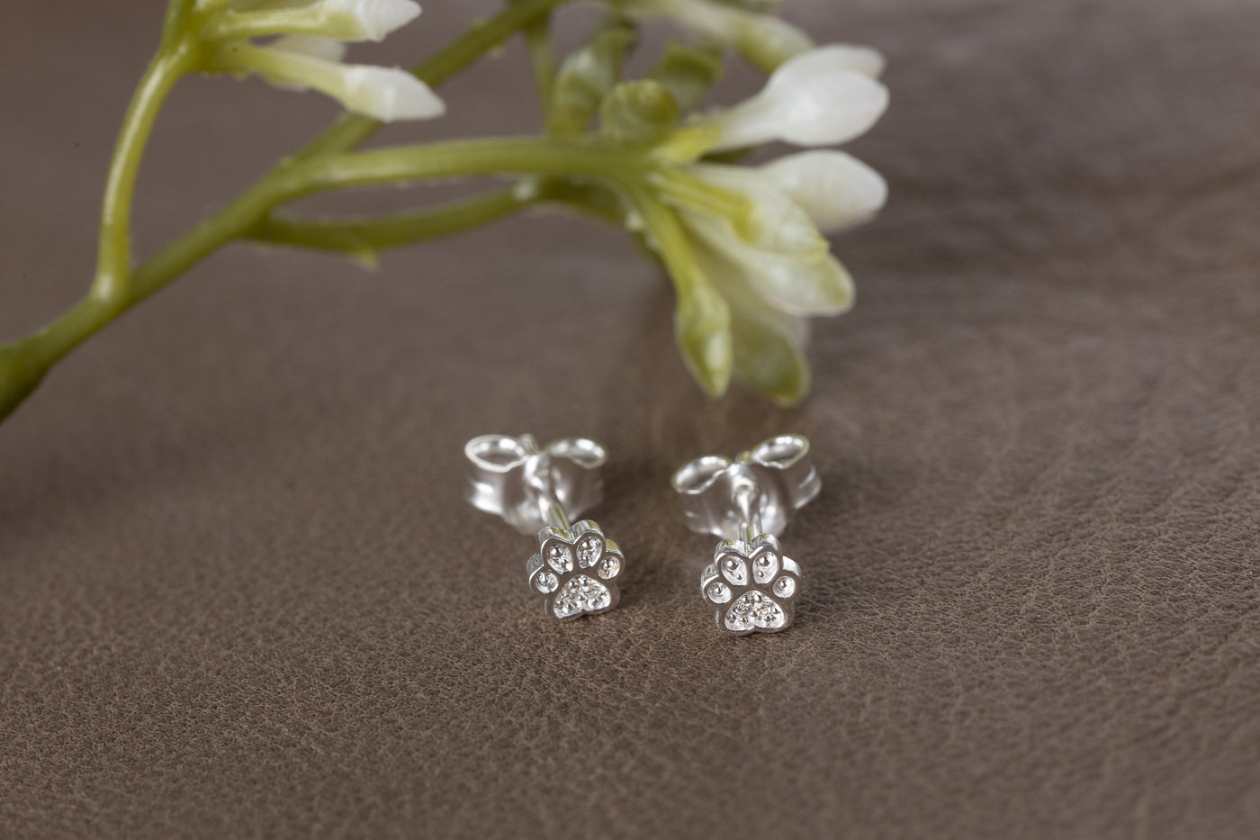 Mini Sparkly Paw Print Studs