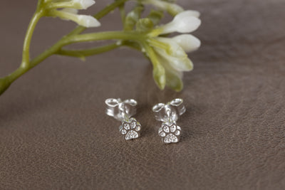 Mini Sparkly Paw Print Studs