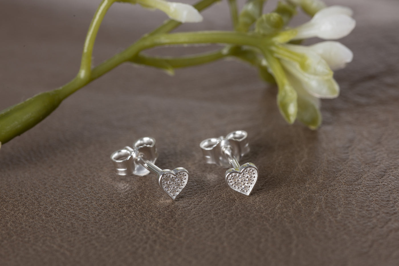 Mini Sparkly Heart Stud Earrings