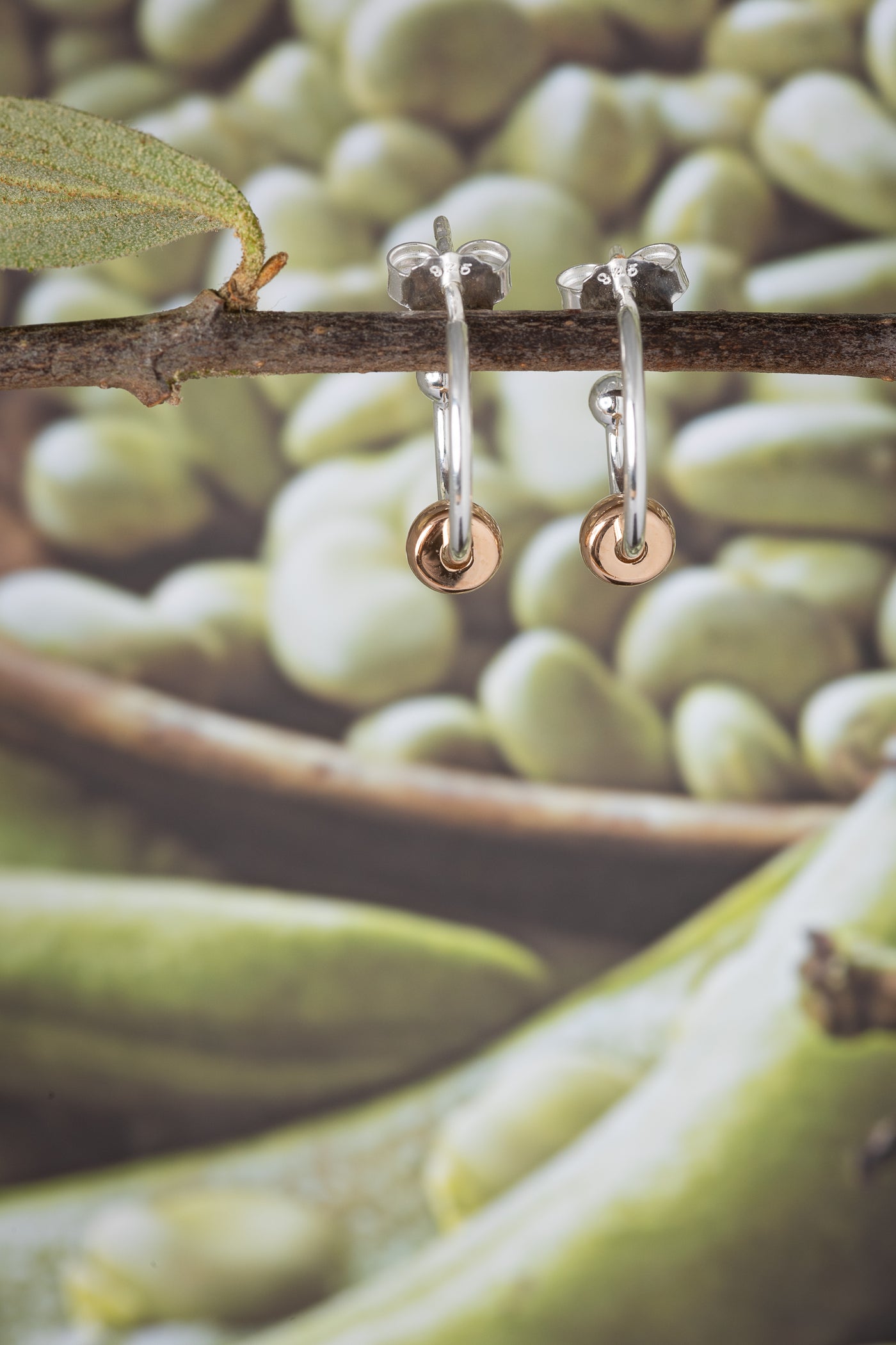 Rose Gold Beaded Hoop Earrings