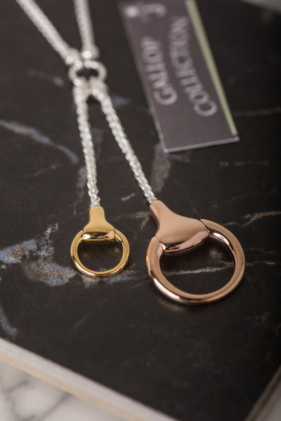 Three Tone  Snaffle Drop Necklace