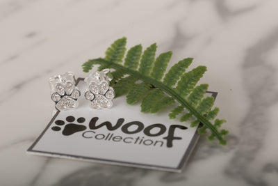 Sparkly Paw Print Stud Earrings