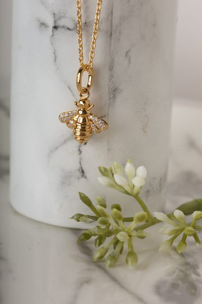 Gold Sparkly Bee Pendant