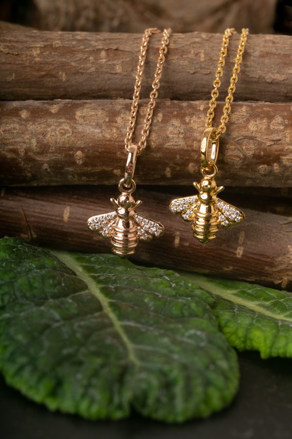 Rose Gold Sparkly Bee Pendant