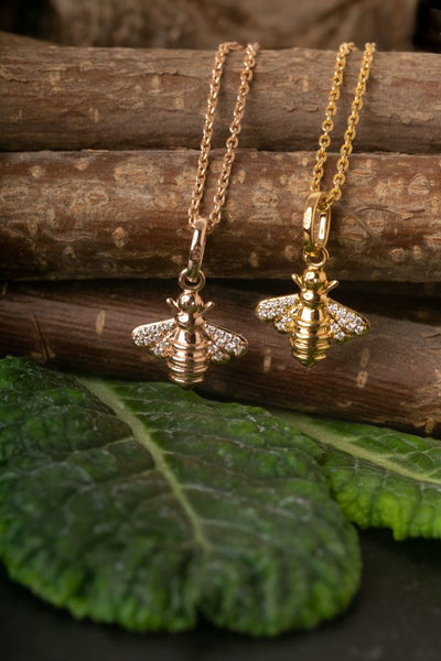 Rose Gold Sparkly Bee Pendant