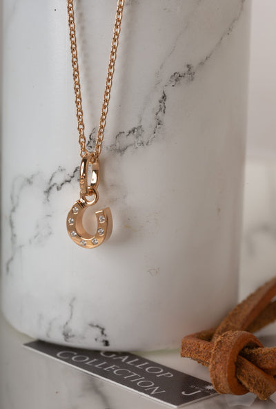 Rose Gold Sparkly Horseshoe  Pendant