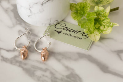 Rose Gold Acorn Hoops