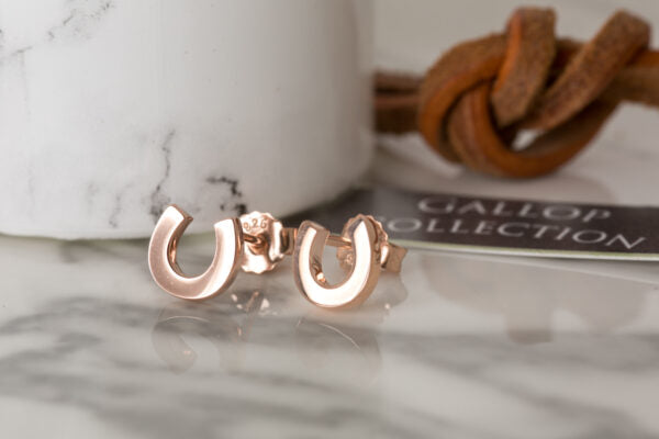 Rose Gold Horseshoe Stud Earrings