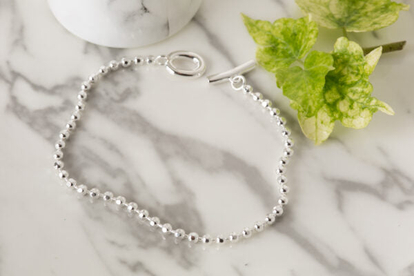 Silver T-Bar Beaded Bracelet