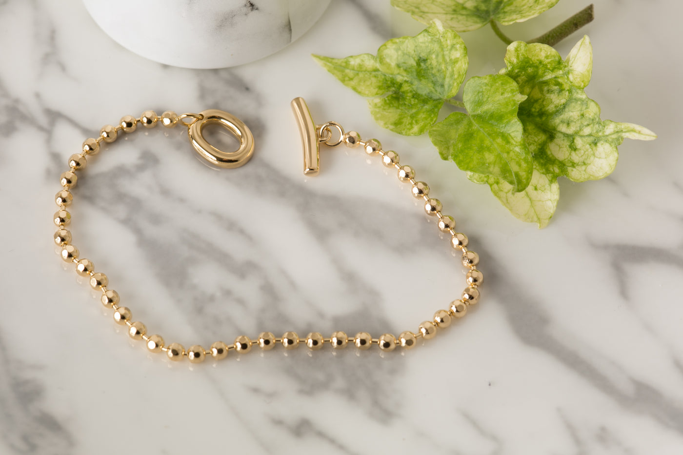 Rose Gold T-Bar Beaded Bracelet