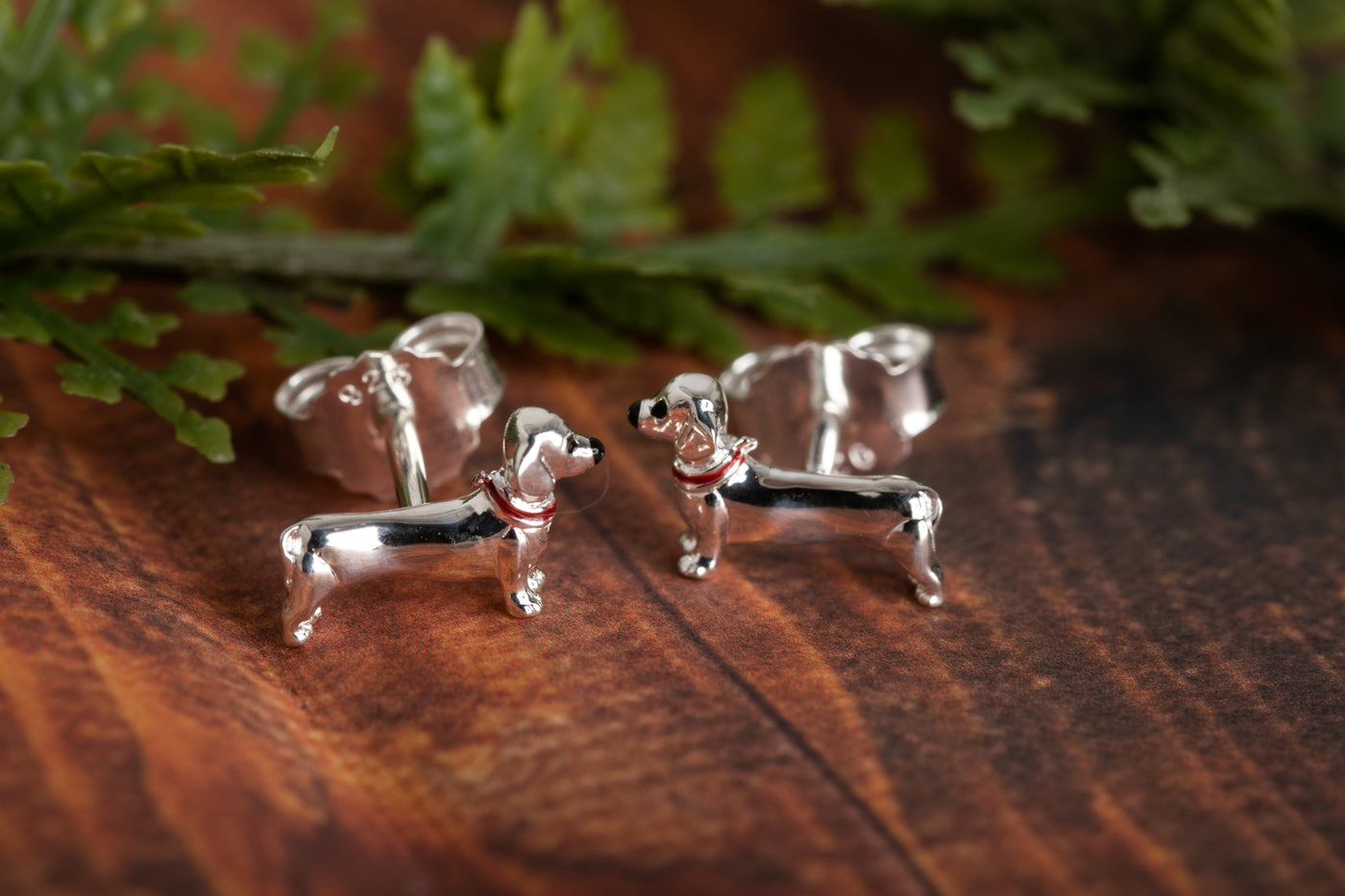 Silver Dachshund Stud Earrings