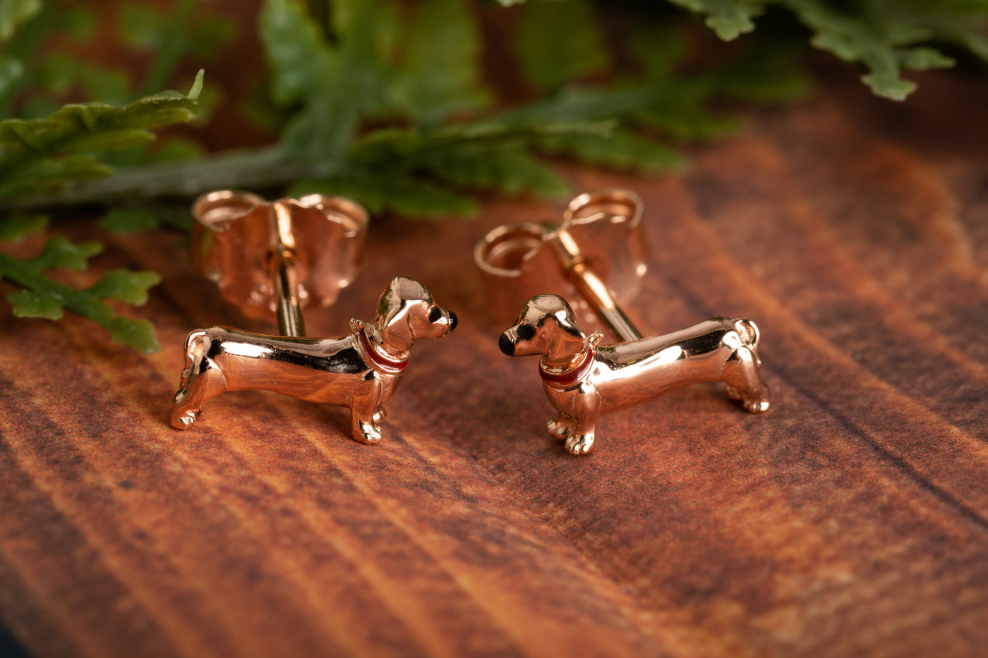 Rose Gold Dachshund Earrings