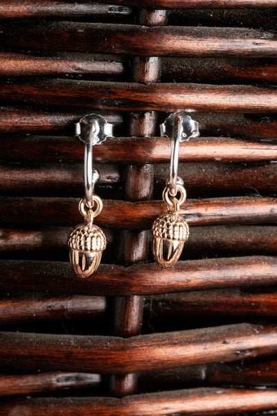 Rose Gold Acorn Hoops