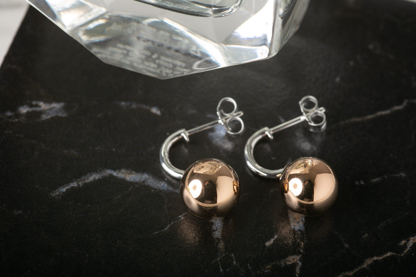 Rose Gold Ball  Earrings