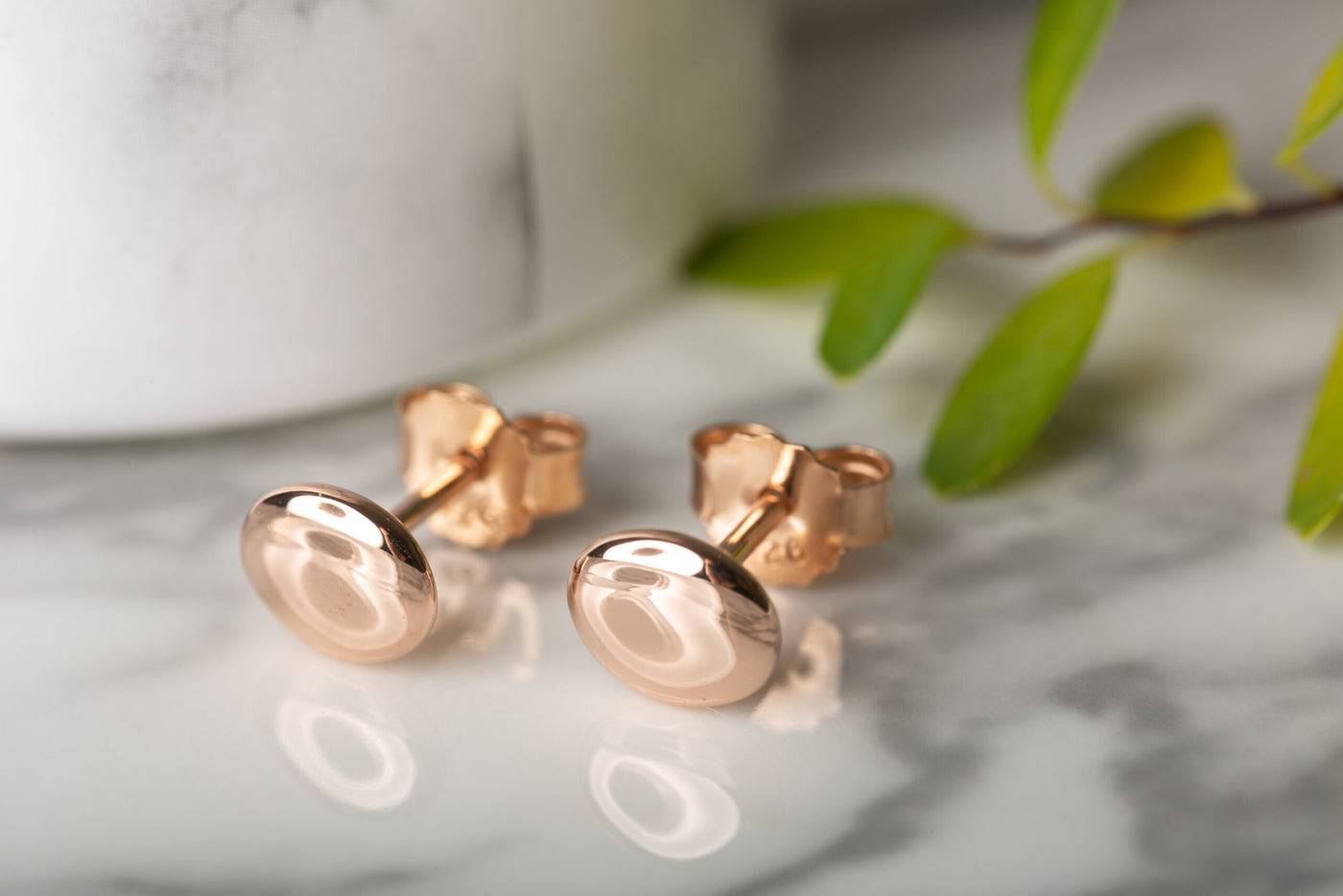Rose Gold Pebble Stud Earrings