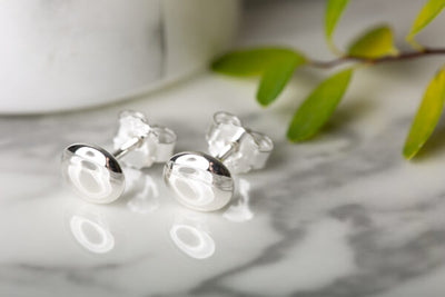 Silver Pebble Stud Earrings