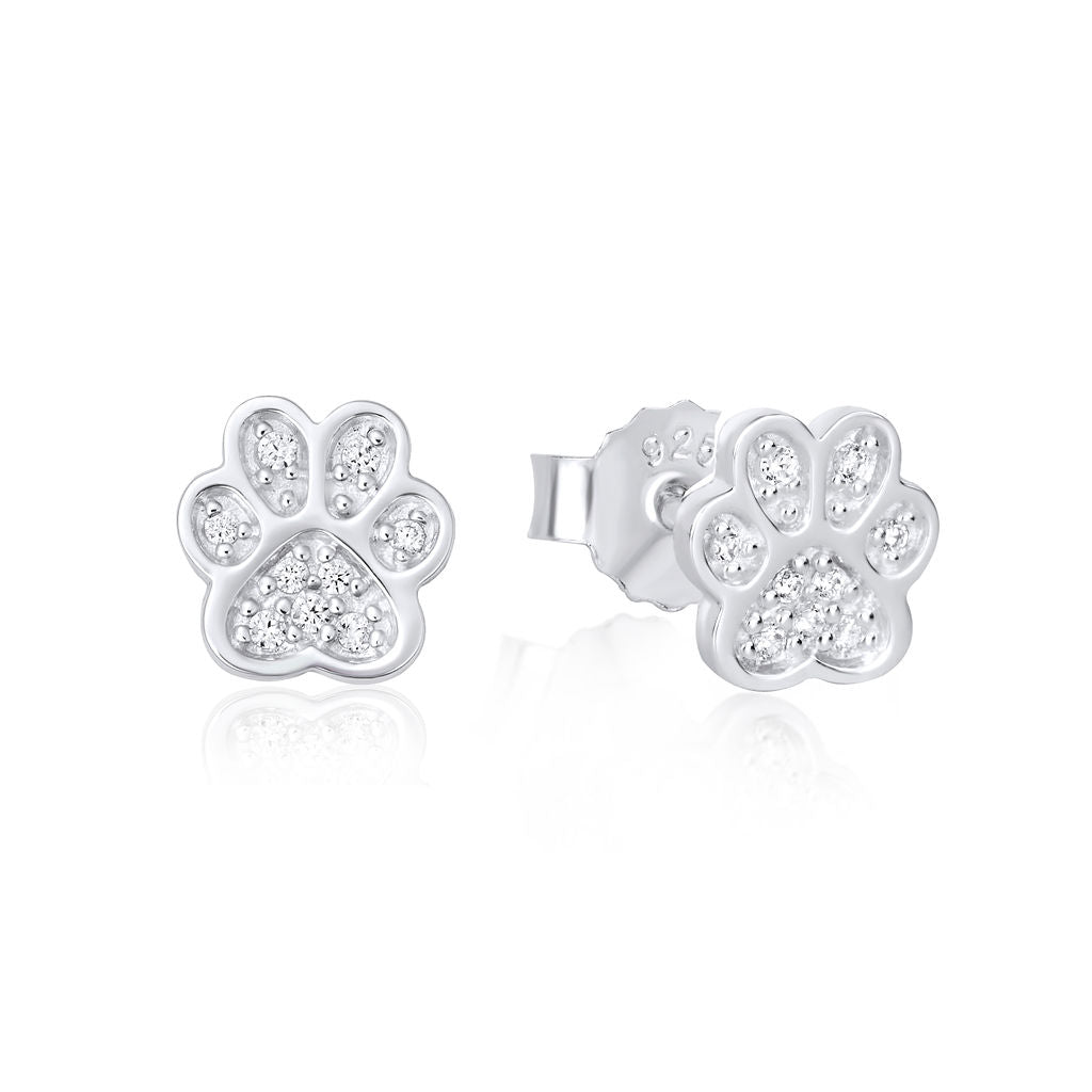 Sparkly Paw Print Stud Earrings