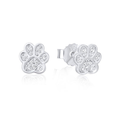 Sparkly Paw Print Stud Earrings