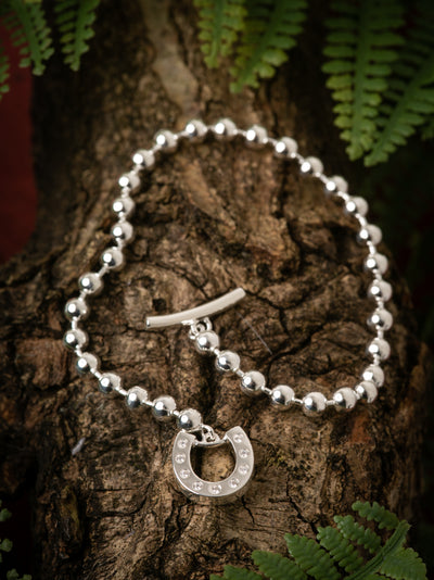 Silver T-Bar Horseshoe Bracelet
