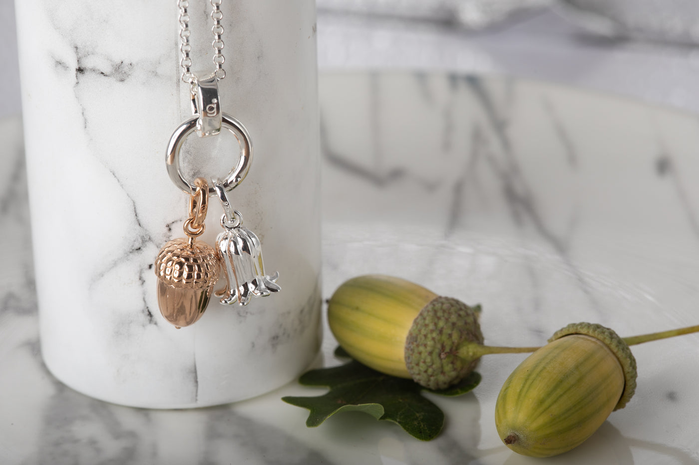 Rose Gold Acorn Charm