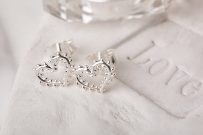 Leafed Heart Studs