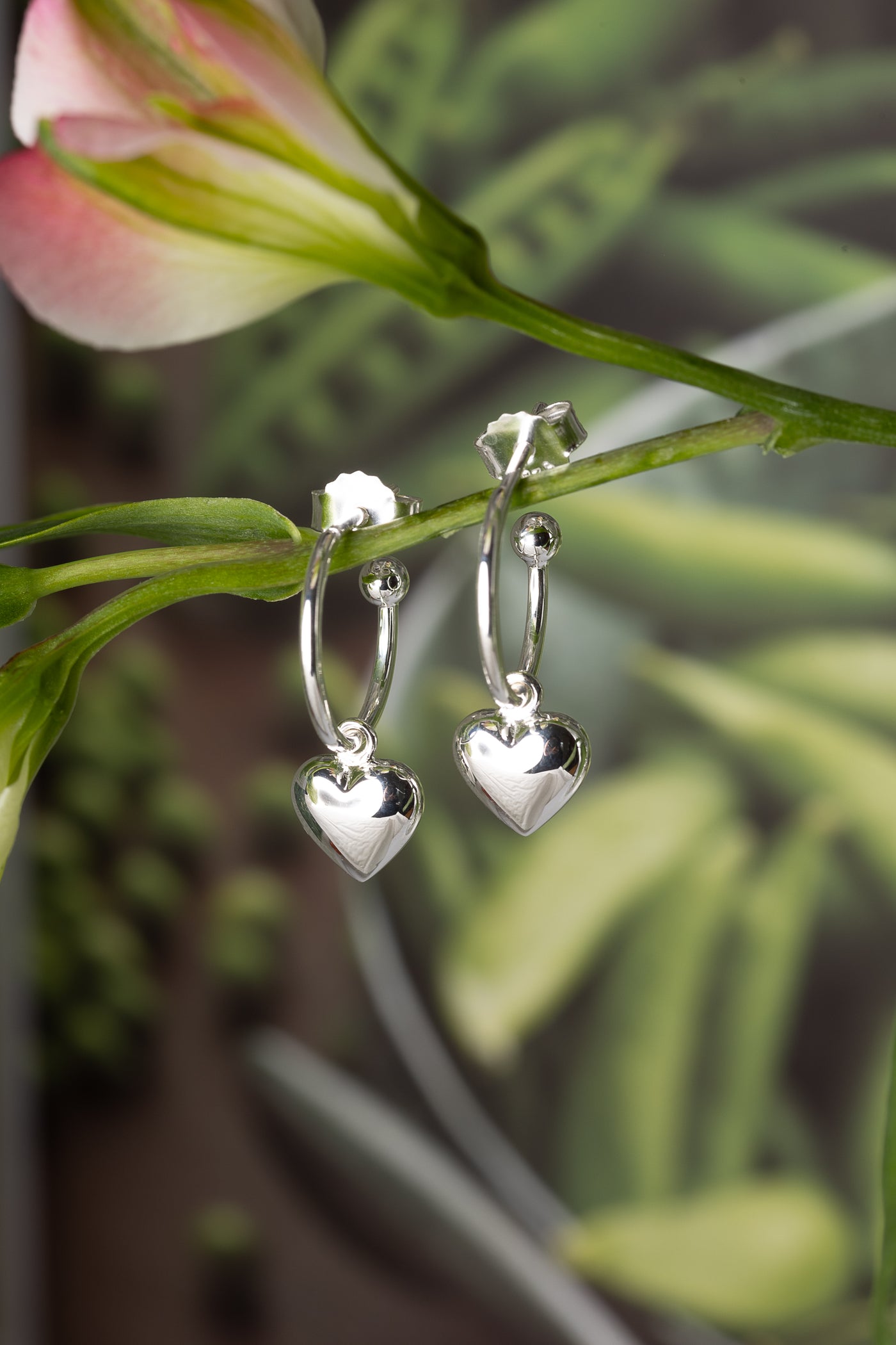 Silver Heart Hoop Earrings