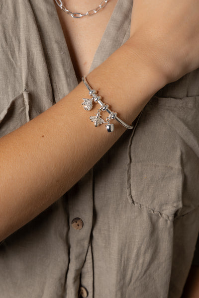 Silver Charm Bangle