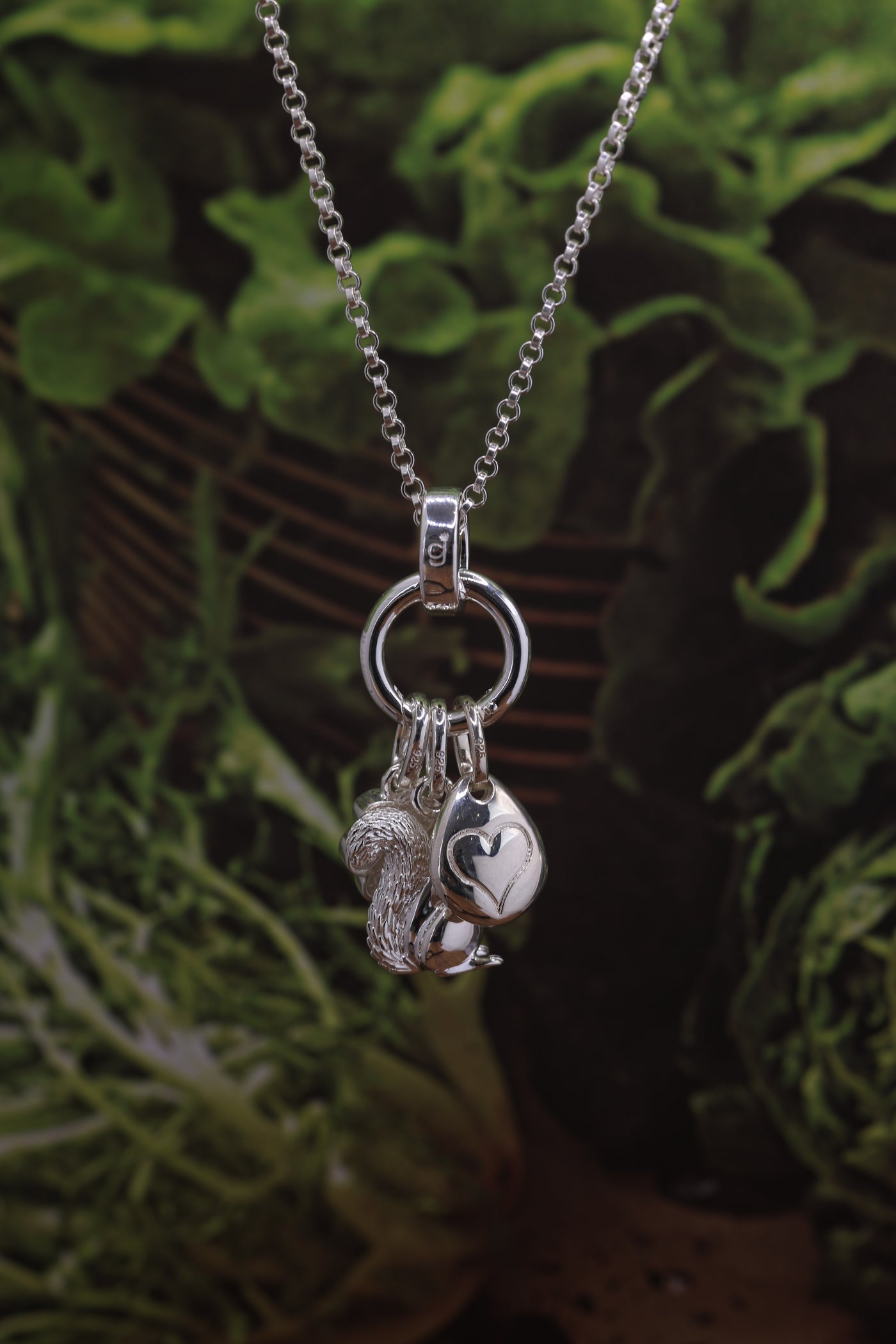 Silver Heart Pebble Charm